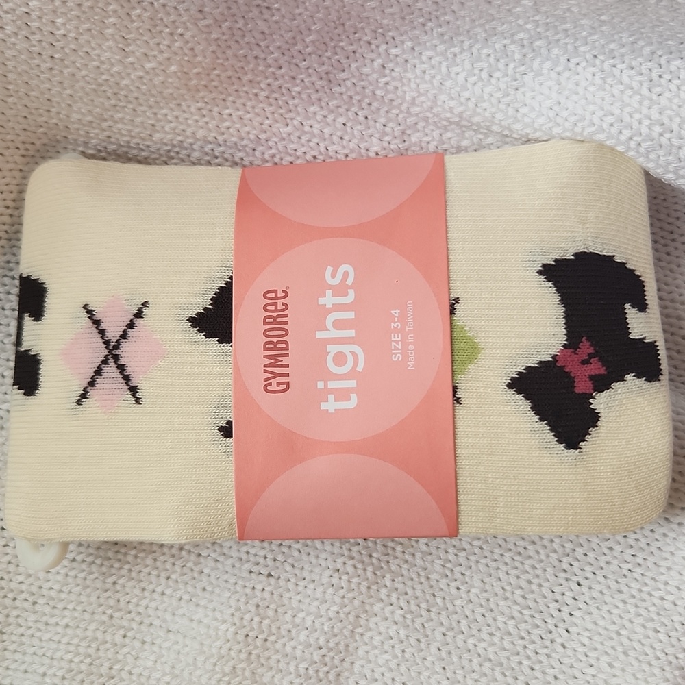 Gymboree Girl Detective Scottie Dog Tights New Sz 3 4